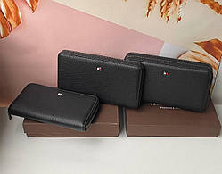 Чоловічий шкіряний гаманець Tommy Hilfiger Томмі Хілфігер чорний, гаманці шкіра, гаманець на дві змійки
