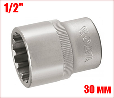 Головка торцева зірочка 30 мм 1/2" дванадцятигранна Yato YT-1480