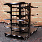 Торгові двосторонні (острівні) стелажі «Колумб» 150х100 см., коричневі, Б/у, фото 4
