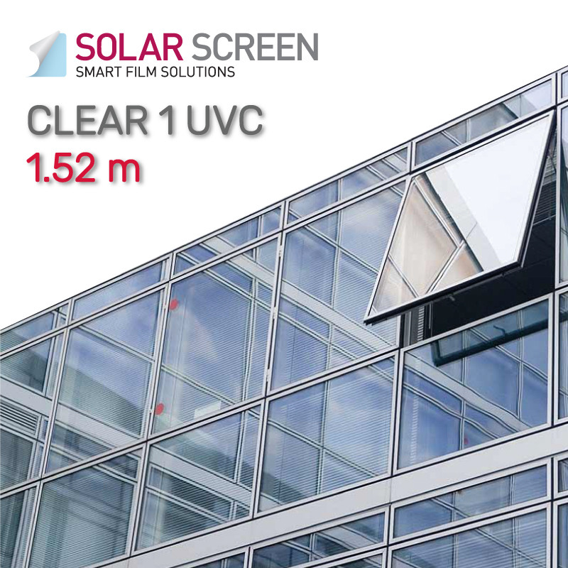Сонцезахисна зовнішня прозора плівка Solar Clear Screen 1 UVC (Анти-УФ), світлопропускання 90% 1.52 м, фото 1