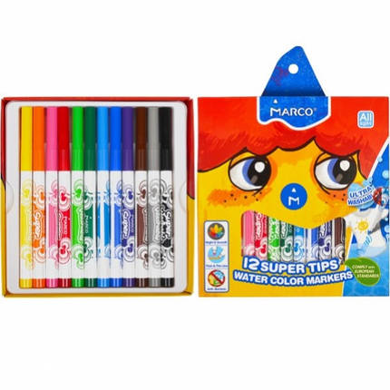 Набір фломастерів Marco Super Washable 1630-12CB 12 кольорів ID 4215818, фото 1