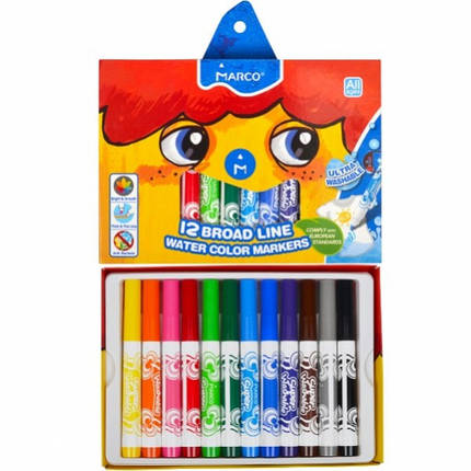 Набір фломастерів Marco Super Washable 1632-12CB 12 кольорів ID 4215821, фото 1