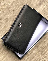 Чоловічий шкіряний гаманець Lexus Лексус чорний, гаманець на змійці, гаманці шкіра, гаманець із логотипом