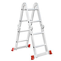 Драбина з алюмінію, багатофункціональна, трансформер, 4*2 скодинки, 2,38 м INTERTOOL LT-0028
