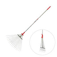 Граблі віялові 15 прутів, металева ручка, регулювання ширини 20-65 см INTERTOOL FT-3008