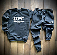 Мужской спортивный костюм UFC зимний на флисе графит | Комплект теплый ЮФС Свитшот + Штаны ТОП качества