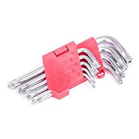 Набір Г-подібних ключів TORX з отвором Cr-V INTERTOOL HT-0604