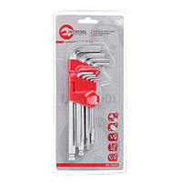 Набір Г-подібних шестигранних ключів із кулястим наконечником Cr-V INTERTOOL HT-0603