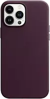 Кожаный чехол для iPhone 13 Pro Max Apple Leather Case with MagSafe (Dark Cherry) Бордовый