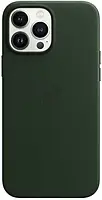 Кожаный чехол для iPhone 13 Pro Max Apple Leather Case with MagSafe (Sequoia Green) Темно-зеленый