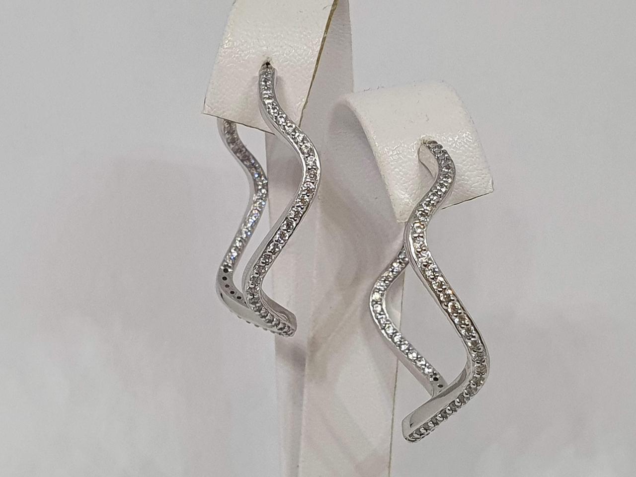 Срібні сережки з фіанітами. 3530.1С, фото 1