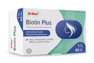 DR.MAX Biotin Plus біотин 150 мкг, цинк 10 мг, кремній, вітаміни, 60 таблеток