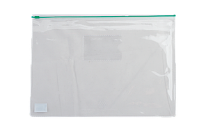 Папка-конверт (А5, на блискавці прозора з зеленим обідком)  BuroMAX  3947-04