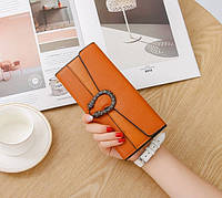 Женский кошелек клатч с подковой экокожа, стильный портмоне для девушек Подкова Коричневый "Lv"