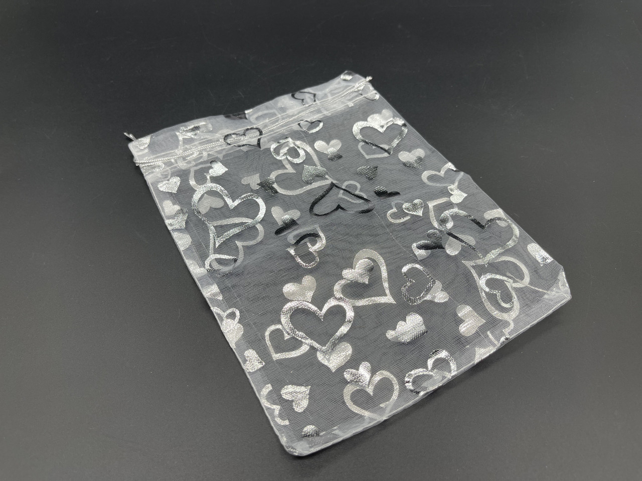 Подарункові мішечки для ювелірних прикрас з органзи Колір "срібло". 15х20см, фото 1