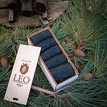 Подарунковий набір чоловічих вовняних шкарпеток у дерев'яній скриньці Тепло Карпат Лео 5 пар. 40-45 розмір