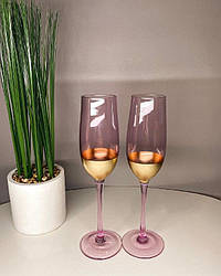 Бокал для шампанського "Розове золото" рожевий з золотом 250 мл