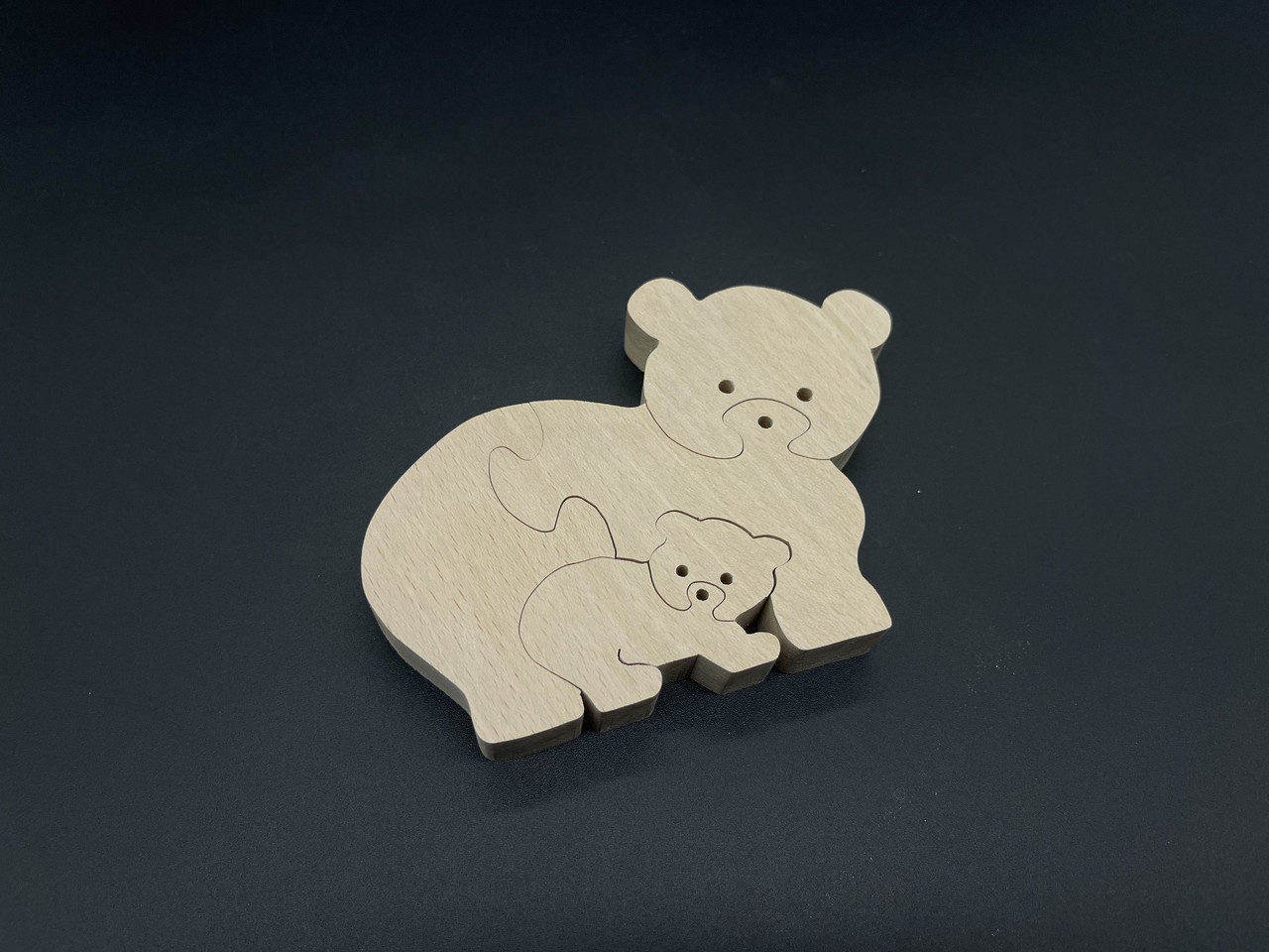 Екопазл з дерева у вигляді тварини "Ведмедики" ручна робота з екологічного матеріалу