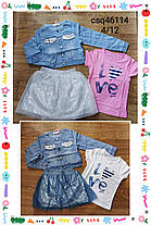 Комплект трійка для дівчаток з дж.курткою, Seagull, 4-12 років, арт. CSQ-46114