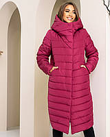 Куртка кокон зимна стеганна арт. 180 плащевка Мадонна колір бордовий / бордо/ Бордового кольору
