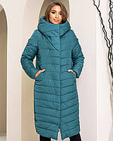 Куртка кокон зимна стеганна арт. 180 плащівка Мадонна пляшковий зелений / темно зелений / зелений