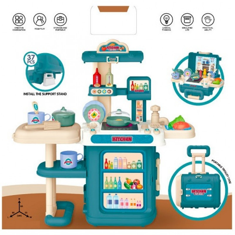 Кухня дитяча ігрова 3685, плита, мийка, продукти, посуд, 37 предметів, звук, світло, фото 1