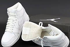 Кросівки чоловічі зимові Nike Air Jordan Winter, шкіра хутро, кросівки найк аїр джердан зимові, білі