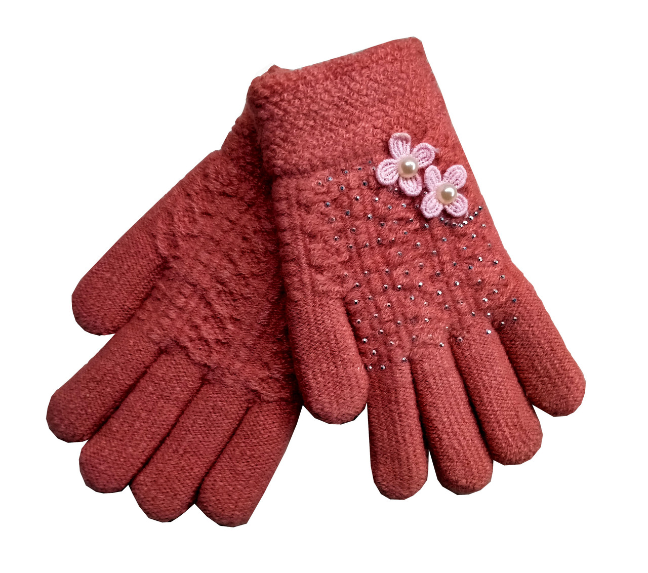 Перчатки Двойные Детские для Девочки Корона 1-3 Года Пудра — Купить ...