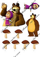 Съедобная картинка "Маша и медведь" сахарная и вафельная картинка а4