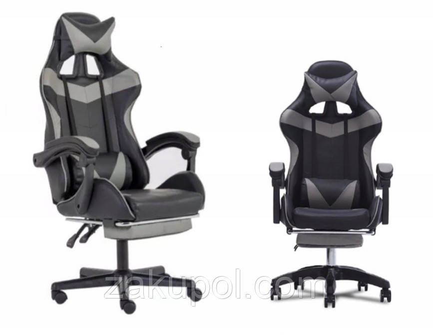 Крісло геймерське PRESTIGE 730 чорно-сіре ігрове спортивне