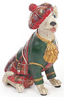 Декоративна фігурка "Собака шотландка в зеленому каптані" 15см
