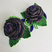 Пара фіолетових резинок для волосся ручної роботи із фоамірану "Троянди"
