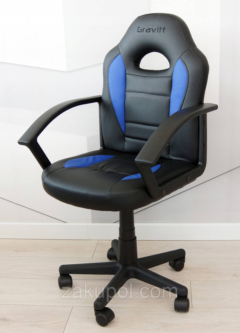 Крісло геймерське GRAVITT 21 Чорно-синє, ігрове, офісне
