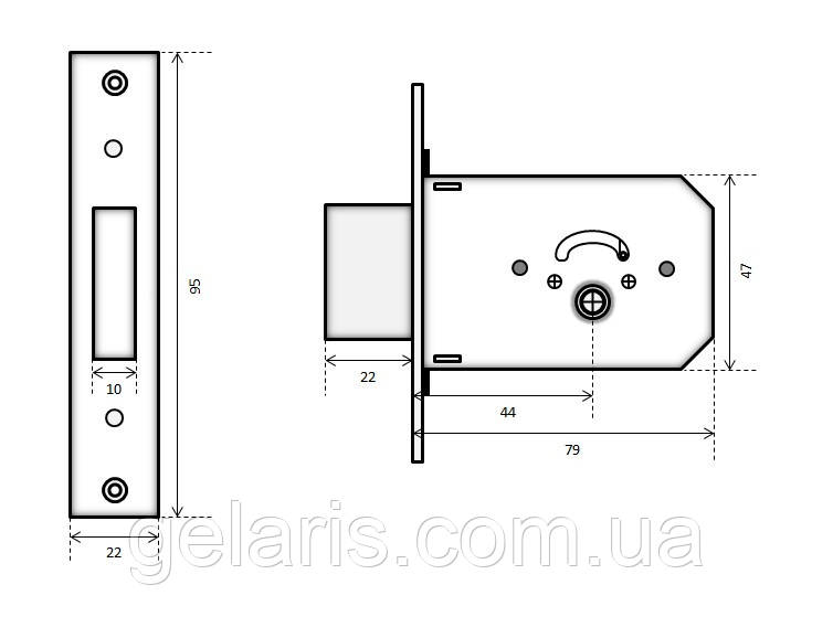 Замок дверной ЗУБЕР 156-F-3 ключа дополнительный Хром - фото 2 - id-p492332025