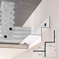 Профіль тіньового шва стельовий 20х30х2500 мм. Sintezal APT-20 Білий (RAL-9016)