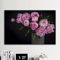 Картина на холсте Букет розовых пионов в вазе 60, 1, 90