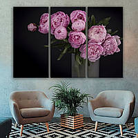 Картина на холсте Букет розовых пионов в вазе 60, 3, 90
