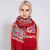 Кашеміровий шарф жіночий бордовий палантин 180*70 см із шовковою вишивкою, фото 2