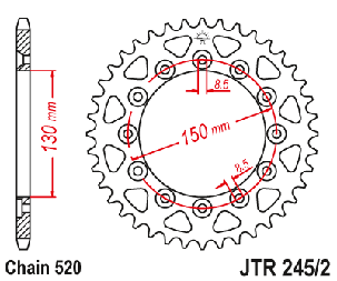 JTR245/2.41 задня зірка YAMAHA WR 250, YZ 250, YZ 450 аналог SUNSTAR 1-3592, фото 1