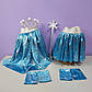 Костюм новорічний снігурочка 1-8 років спідниця блакитна велюрова та корона з чарівною паличкою 1 шт, фото 5