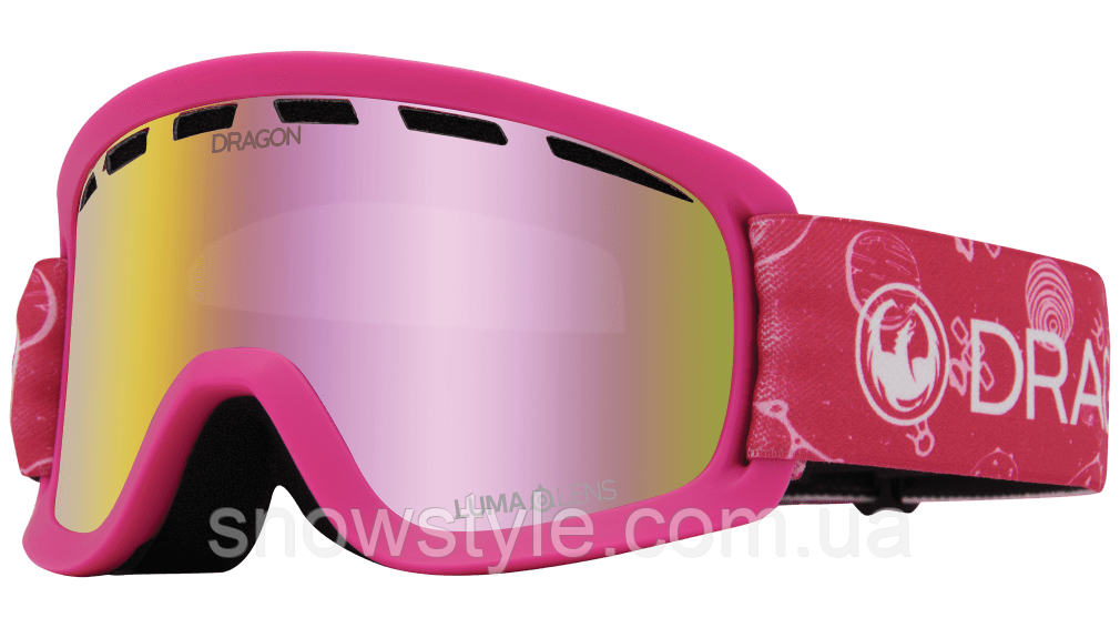 Дитяча гірськолижна маска Dragon Alliance Lild Venus лінза Lumalens Pink Ionized, фото 1