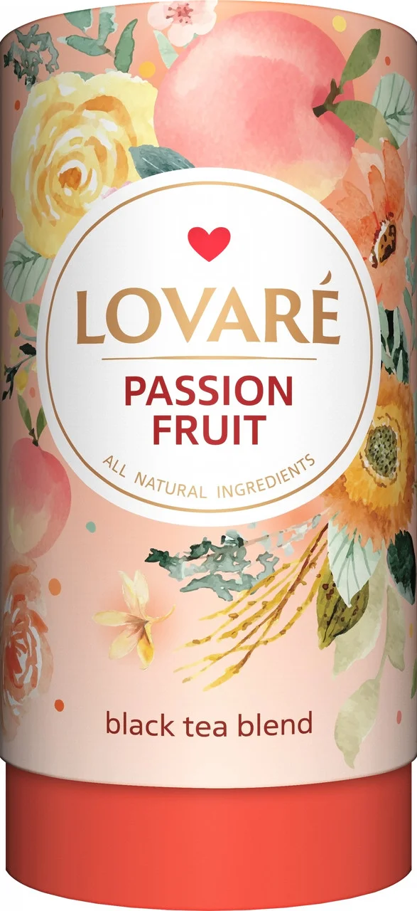 ЧАЙ LOVARE PASSION FRUIT ЧЕРНЫЙ ЛИСТОВОЙ ЦЕЙЛОНСКИЙ С АНАНАСОМ И ПЕРСИКОМ 80 ГР