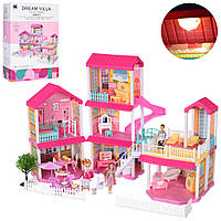 Домик кукольный (3 этажа, мебель, фигурки, дворик, забор, 246 предм) М 556-38A