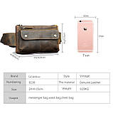 Поясна Сумка чоловіча шкіряна Бананка нагрудна Сумка на пояс чоловіча Коричнева, фото 4