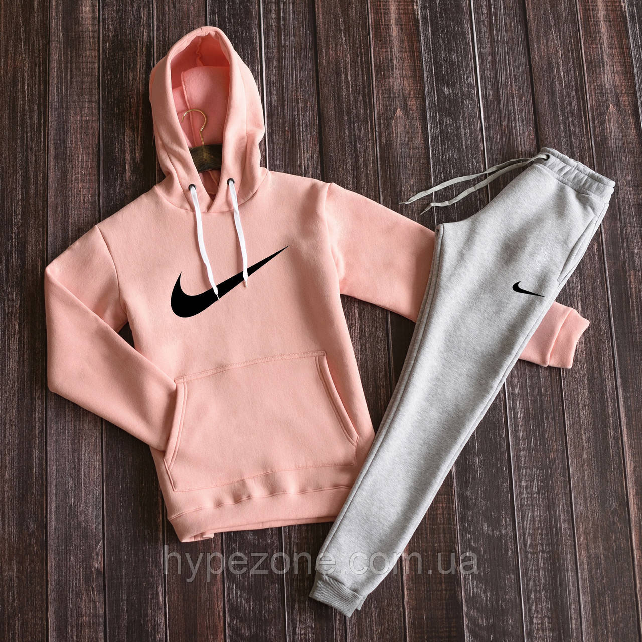 Костюм спортивний NIKE Світшот з капюшоном рожева Толстовка з принтом Найк чоловічі штани NIKE на резинці