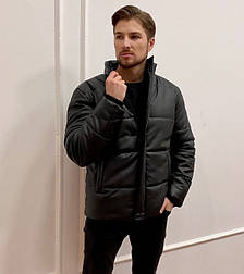 Куртка чоловіча шкірянка зимова тепла чорна матова Туреччина. Живо фото. Чоловічий зимовий пуховик