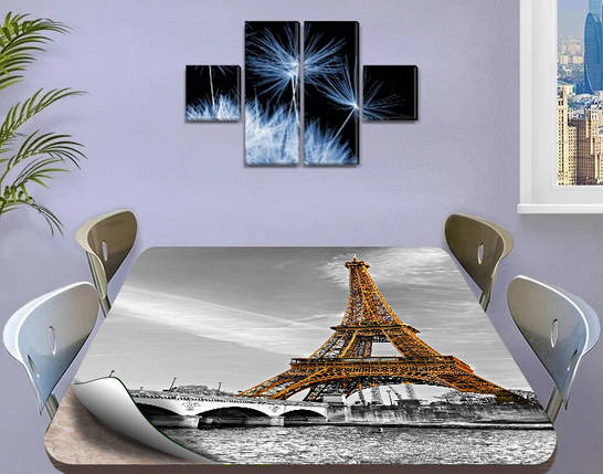 Покриття для столу, м'яке скло з фотодруком, Ейфелева вежа 60 х 100 см (1,2 мм), фото 1