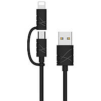 Дата кабель Usams US-SJ077 2in1 U-Gee USB to Micro USB + Lightning (1m) Черный