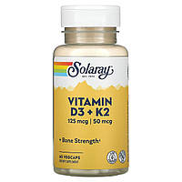 Вітамін Д3 та К2, Vitamin D-3 & K-2, Solaray, 60 капсул
