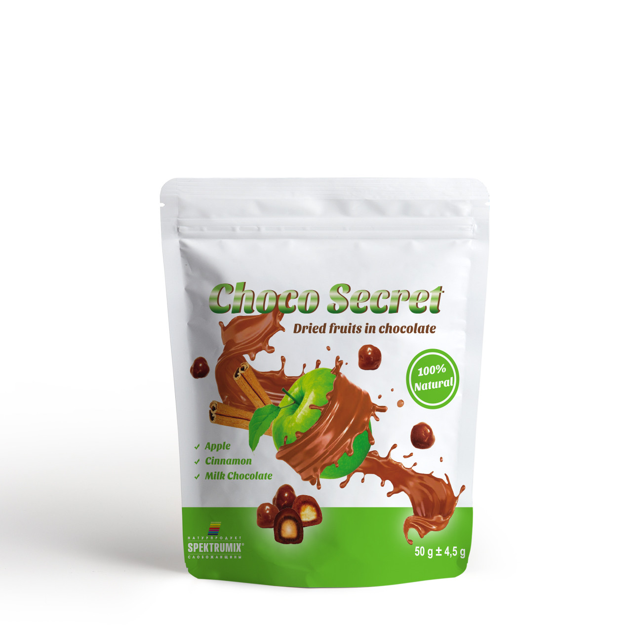 Цукерки із сухофруктів у шоколаді Choco Secret. Яблуко з корицею, 50 г